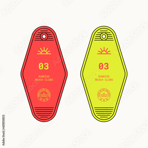 Sunrise Beach Club Hotel Room Keychain Vector