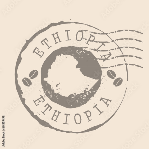 Stamp Postal of Ethiopia. Map Silhouette rubber Seal.  Design Retro Travel. Seal  Map of Ethiopia grunge  for your design.  EPS10