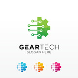 Gear technology vector logo design template.