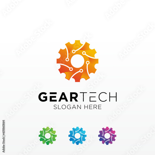 Gear technology vector logo design template.