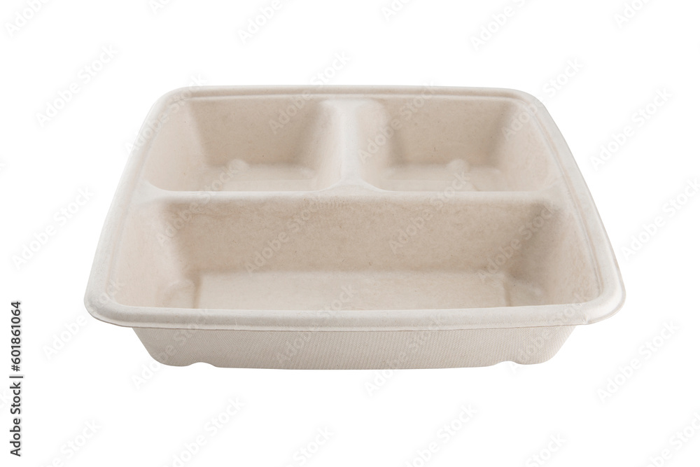 bagasse container package for food isolated on white background bagasse container package for food isolated on white background