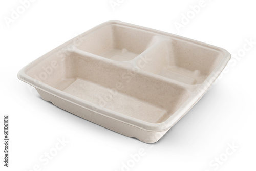 bagasse container package for food isolated on white background 