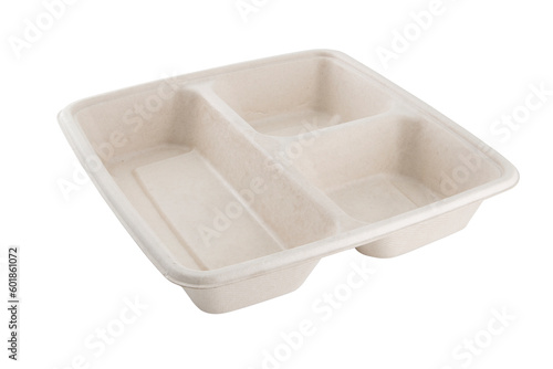 bagasse container package for food isolated on white background 