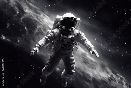 Astronaut in outer space. Astronaut floating in the space. Genrative ai.