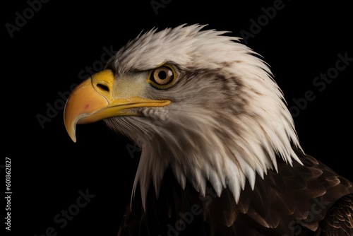 majestic bald eagle with a dark background Generative AI © AkuAku