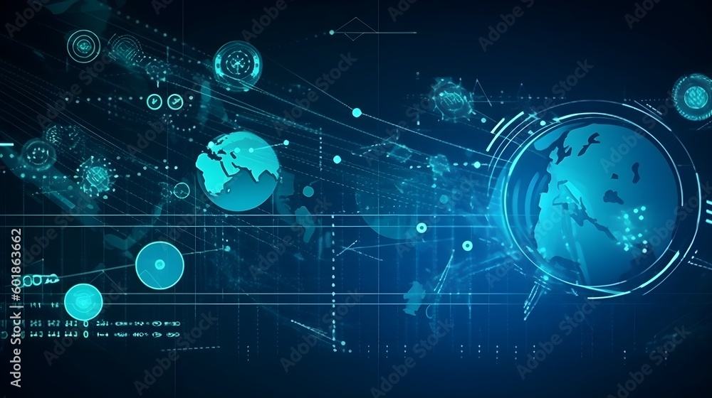 Business future technology market economic investment and money concept background or backdrop. Generative AI technology.