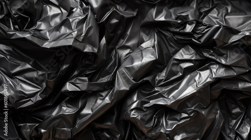 plastic texture materials crumpled dark, polyethylene black trash bag texture, generative ai