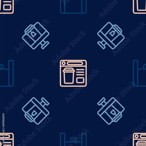 Set line Online ordering food, and on seamless pattern. Vector