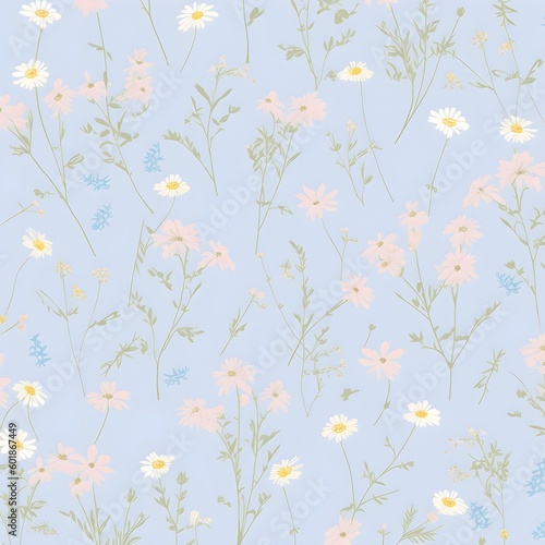 Seamless floral pattern. Created with Generative AI technology. © Olga