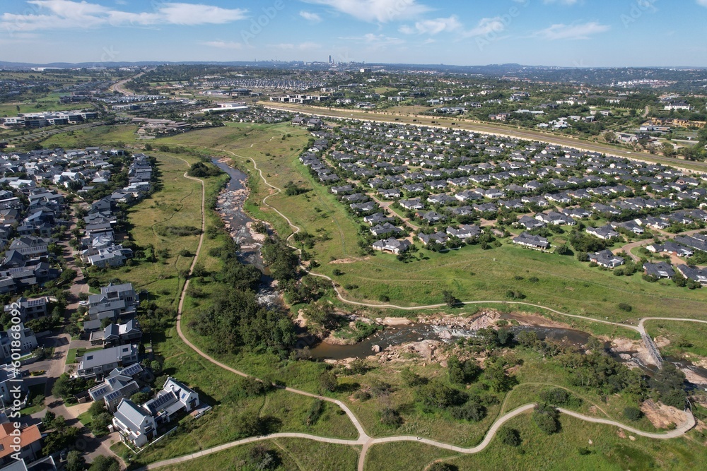 Aerial view of Johannesburg, taken from Midrand and facing South towards Sandton.