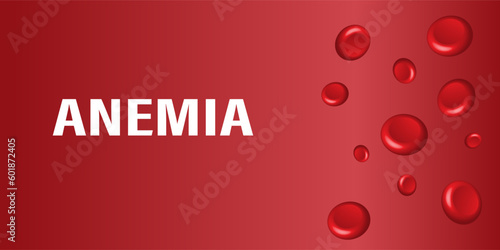 Blood anemia background. Red blood cells 3d mock up design. Hemoglobin low level.Medicine banner printable flyer, brochure with text space