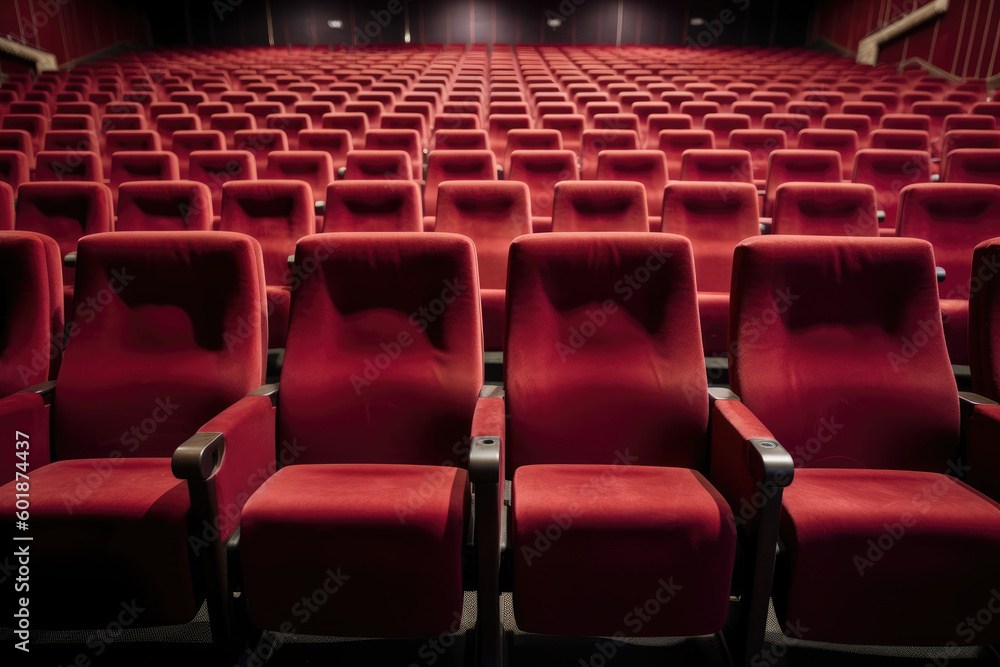Rows of empty seats in a cinema or theatre, ai Rows of empty seats in a cinema or theatre, ai