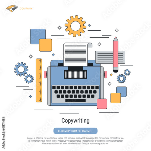 Copywriting, editing, journalism, publication flat contour style vector concept illustration