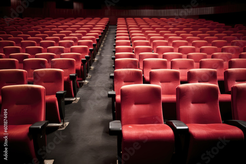 Rows of empty seats in a cinema or theatre, ai