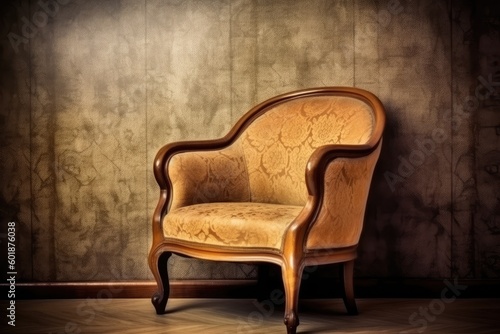 modern chair against a textured wall Generative AI