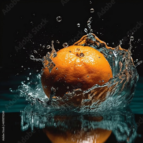 Orange splashing into water on a white background