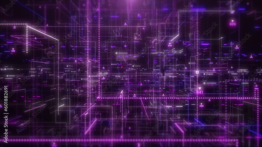Abstract technology background of digital big data simulation code, speed flicking, running line signal, hud interface system analysis dashboard illustration background. Abstract technology background of digital big data simulation code, speed flicking, running line signal, hud interface system analysis dashboard illustration background.