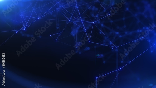 Abstract technology network flowing illustration background. Global business data network. Plexus triangle and lines, dot dynamic moving structure platform.