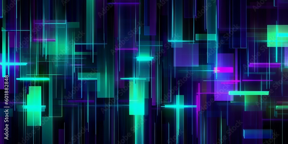 Dynamic Kinetic Green Lights and Lines on Dark Background, Turquoise and Purple Accents, Generative AI Dynamic Kinetic Green Lights and Lines on Dark Background, Turquoise and Purple Accents, Generative AI