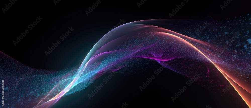Photo of colorful light wave on black background, abstract art Photo of colorful light wave on black background, abstract art