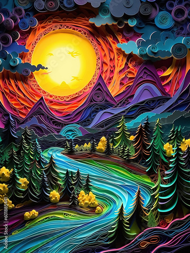 Wallpaper Mural Forest paper art style Torontodigital.ca