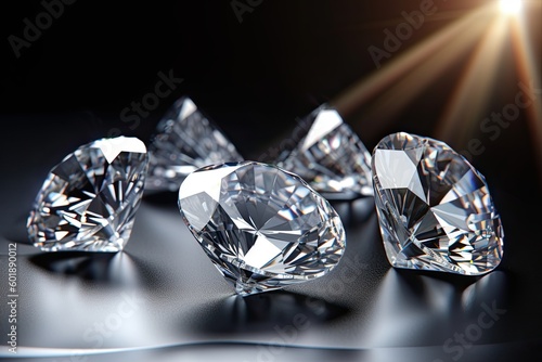 Diamonds background with light and reflections.AI generated