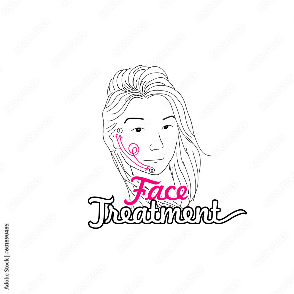 face treatment  on woman face illustration design