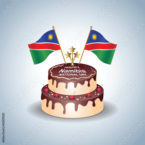 Namibia National Day with a Cake .Vector Illustration