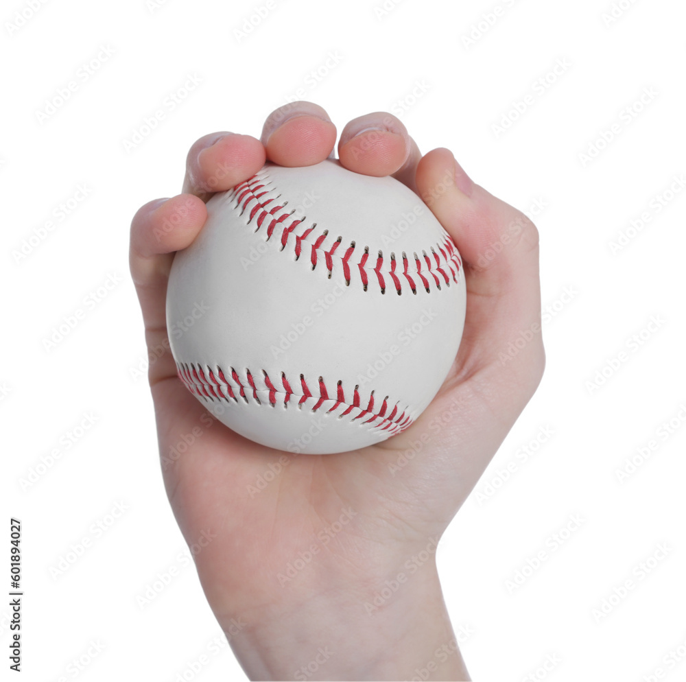 Boy with baseball ball on white background, closeup Boy with baseball ball on white background, closeup