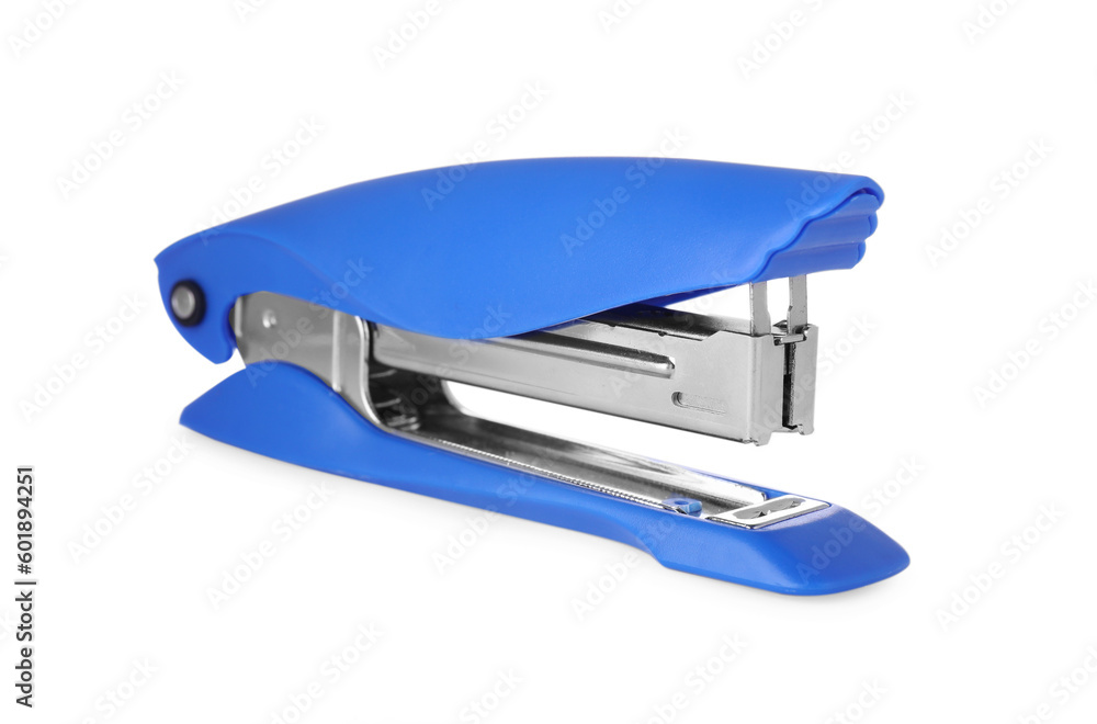 New bright blue stapler isolated on white New bright blue stapler isolated on white