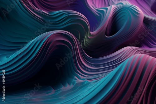 Abstract 3D background with elegant, rippling, purple and blue surface. Generative AI © Zoe