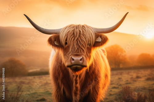 Highland Cow Portrait, Generative AI