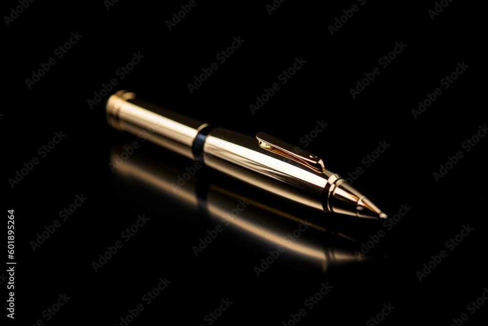 Isolated Gold Ballpoint Pen for Business Writing with Ink. Generative AI Isolated Gold Ballpoint Pen for Business Writing with Ink. Generative AI