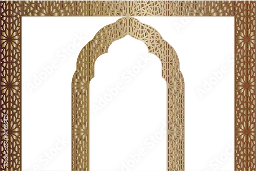 Geometric of pattern. Design arabic style gold on white background. Design print for illustration, texture, card, wallpaper, background. Set 9