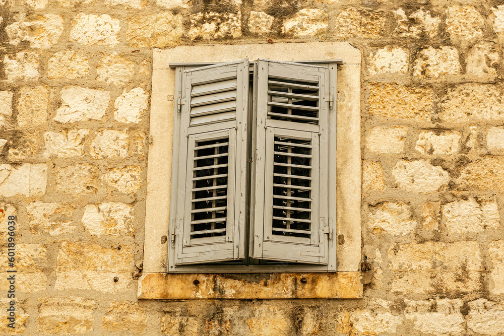 An old wooden window folding shutter in croatia 