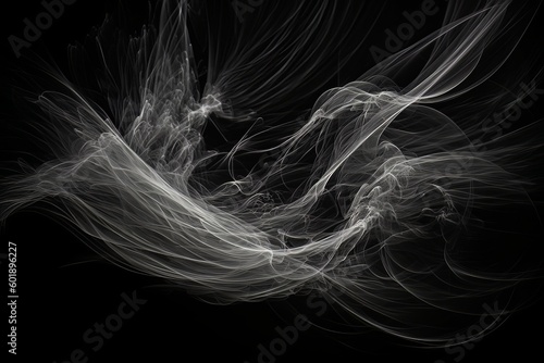 Abstract energy flow wave isolated on black background made with generative AI