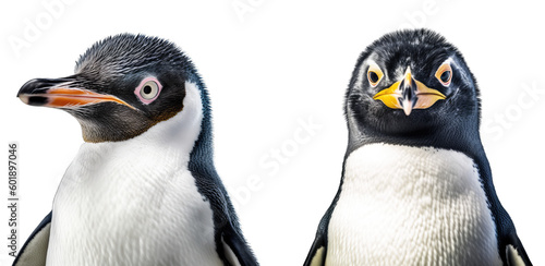 Penguin Face Shot Isolated on Transparent Background - Generative AI
 photo