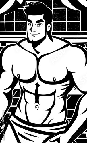 cute man cartoon in the bathroom
