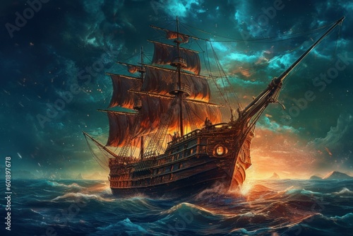 Canvastavla Pirate ship