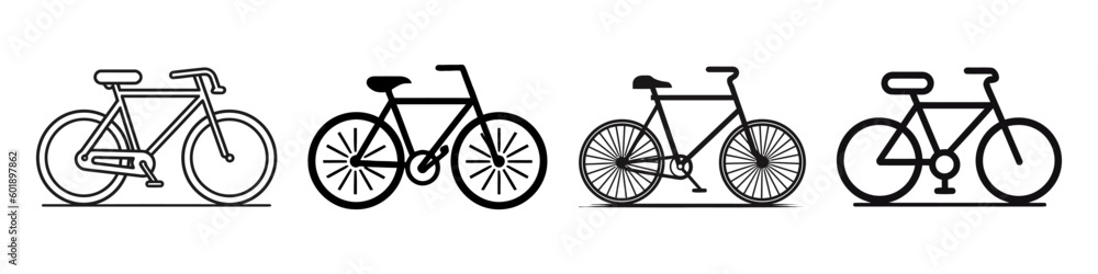 Bicycles logo, icon set. Vector bycicle set on white background