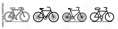 Bicycles logo, icon set. Vector bycicle set on white background
