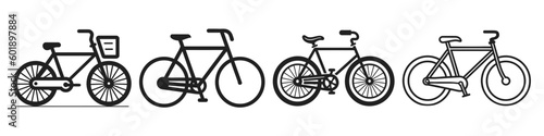 Bicycles logo, icon set. Vector bycicle set on white background