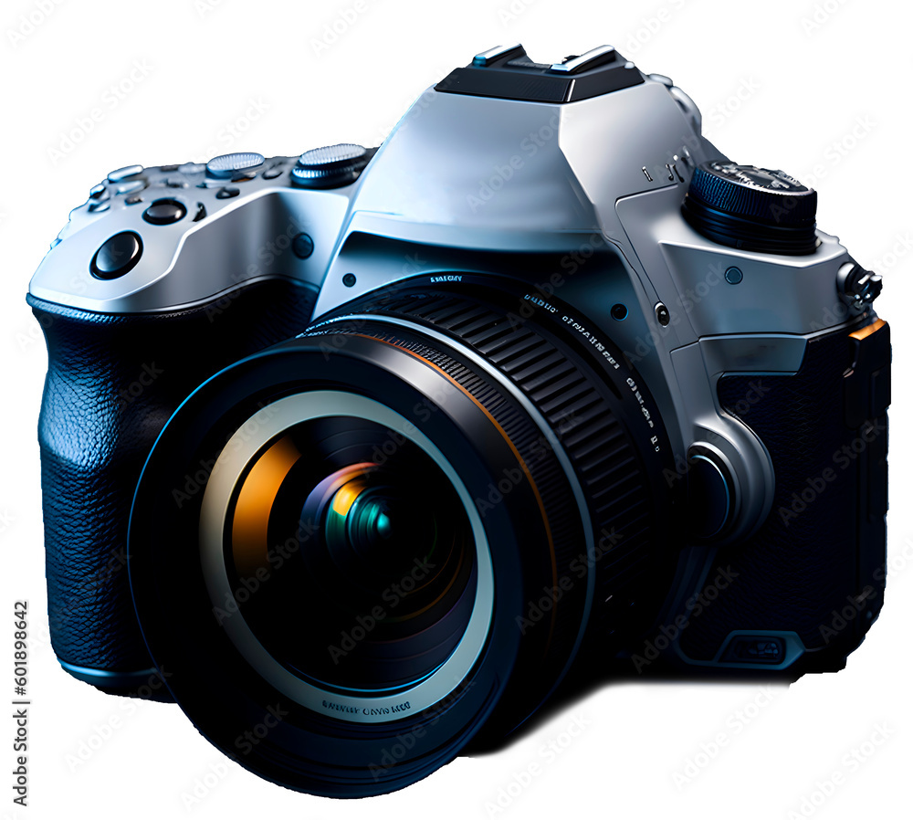 camara fotografica profesional hd, hiperrealista, fotografia, fondo blanco,  generativa IA, Lente 55 mm foto de Stock