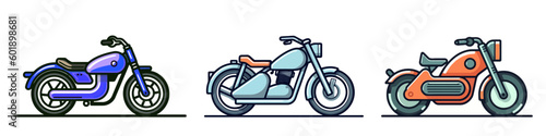 Motorbike set. Motorcycles and scooters. Vector set on white background