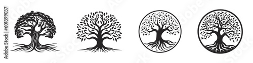 Set of logo tree. logo design vector illustration.