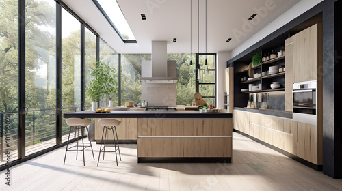 Cuisine aéré avec vue sur la nature