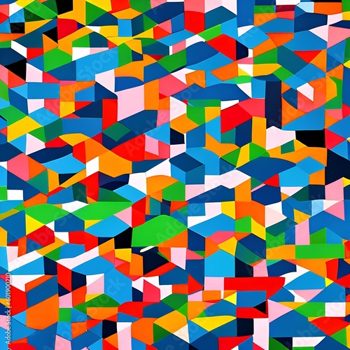 222 Geometric Shapes: A dynamic and playful background featuring geometric shapes in contrasting and vibrant colors that create a bold and modern look5, Generative AI