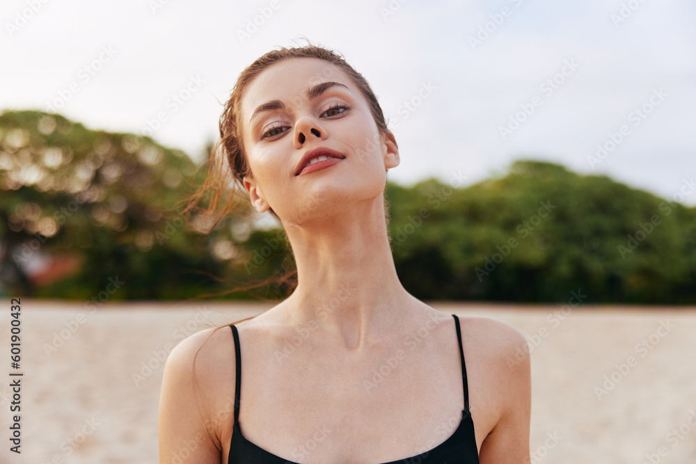 ocean woman smile vacation walking lifestyle summer sunset sea beach sand
