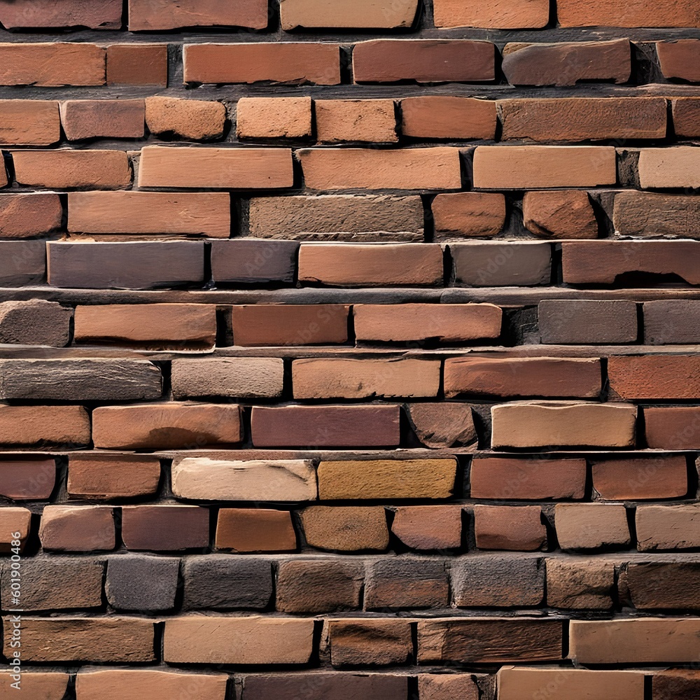 Fototapeta premium 225 Brick Wall: An industrial and urban background featuring brick wall texture in warm and muted tones that create a gritty and raw feel2, Generative AI