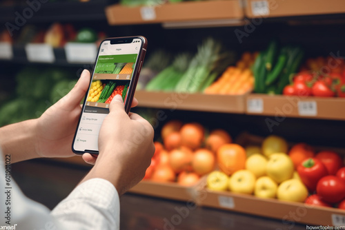 grocery shopping app on smartphone Generative AI